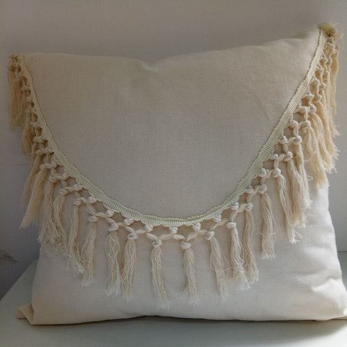 Tassels Cushion Cover 45x45cm Beige White Pillow Covers Decorative Pil