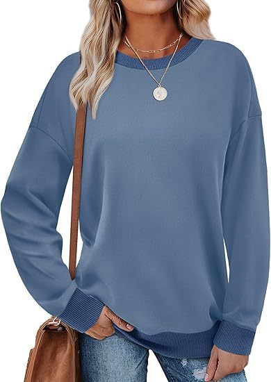 Women's Sweatshirt Crew Neck Long Sleeve Loose Color Matching