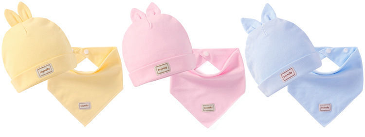 Cute Kids Hat Cap with Bibs Candy Solid Colors Boys Girls Baby Beanies Hats Cotton Born Baby Hat