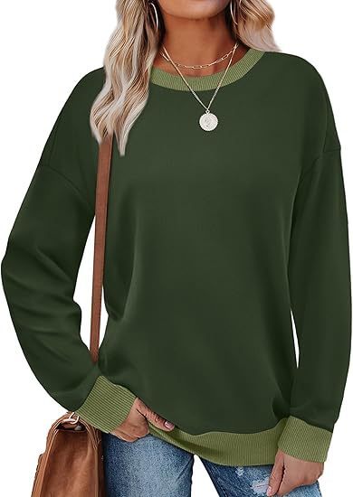 Women's Sweatshirt Crew Neck Long Sleeve Loose Color Matching