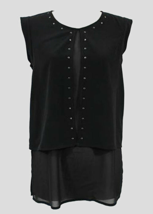 Women's Sleeveless Rivet Trim Top