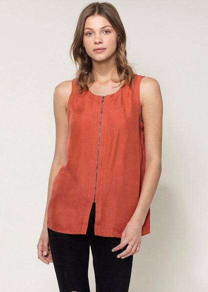 Women's Sleeveless Zip Up Front Top