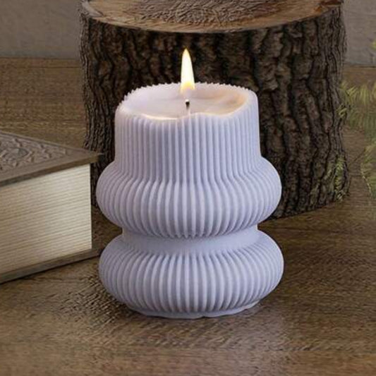 3 Set Ribbed Modern Candle