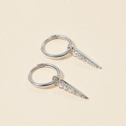 Spike Charm CZ Hoops Earrings Delicate Earrings