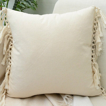 Tassels Cushion Cover 45x45cm Beige White Pillow Covers Decorative Pil