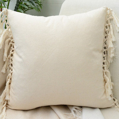 Tassels Cushion Cover 45x45cm Beige White Pillow Covers Decorative Pil