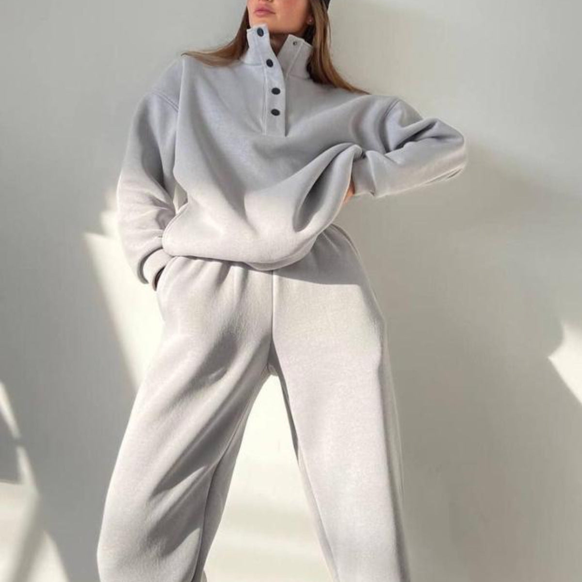 Oversized Solid Casual Pullovers Long Pant Set Warm Hoodie New Tracksuit Suit Fashion Pant Sets Sets For Women 2 Pieces