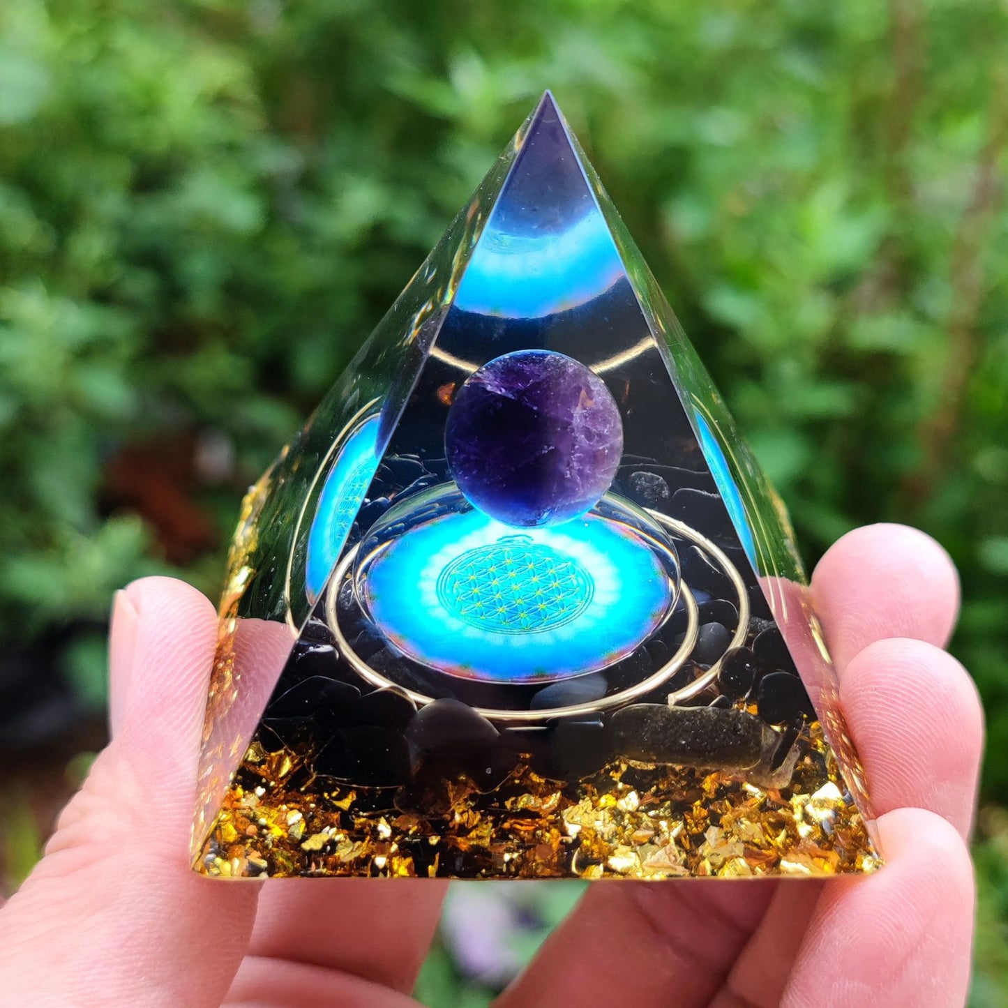 Crystal Ball Gravel Pyramid Artwork Resin