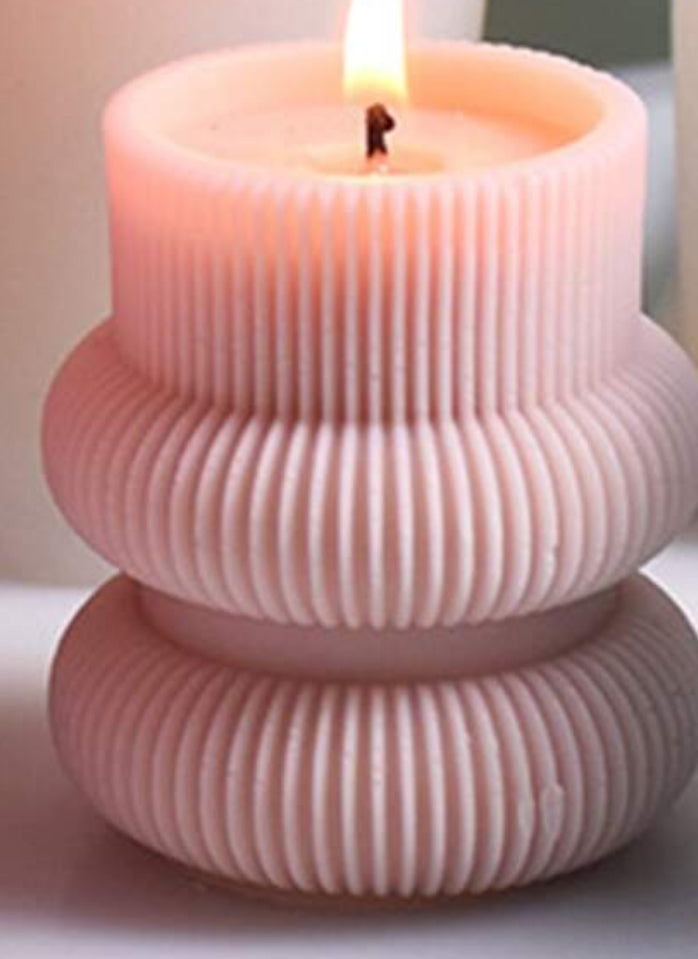 3 Set Ribbed Modern Candle