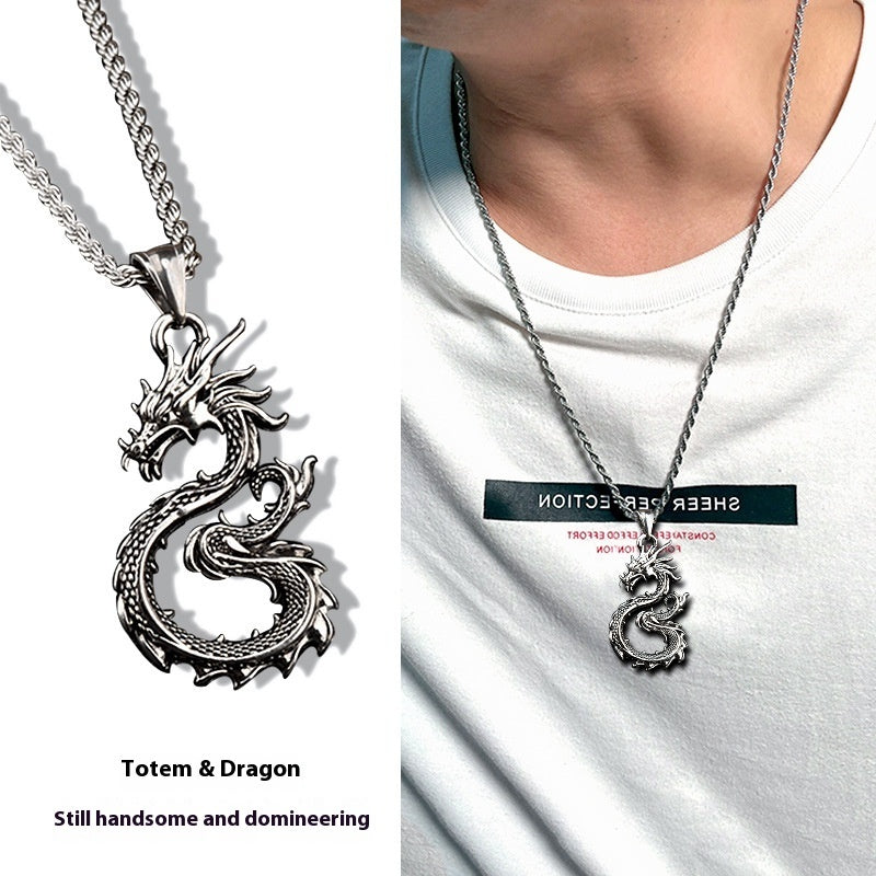 Fashion Jewelry Dragon Sword Pendant Necklace Paved Black Color Jewelry For Men Boy Christmas Gifts