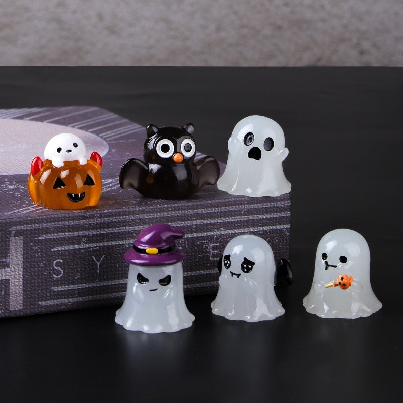 Halloween Luminous Ghost Micro Landscape Gardening Mini Resin Ornament