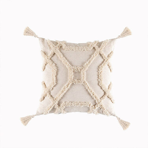 Tassels Cushion Cover 45x45cm Beige White Pillow Covers Decorative Pil