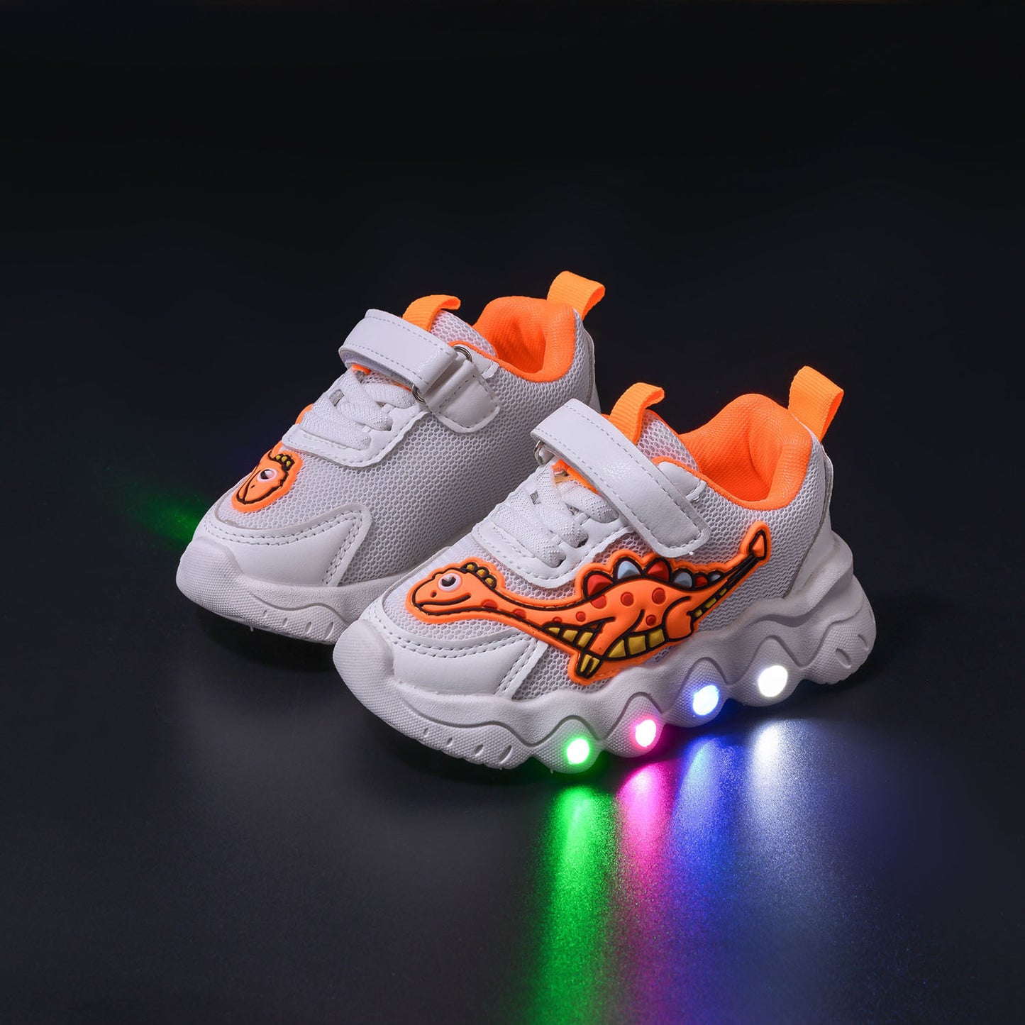 Cartoon Dinosaur Children Sneaker Boys And Girls Mesh Breathable LED Light Light Shoes