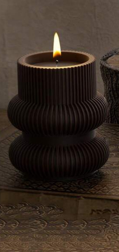 3 Set Ribbed Modern Candle