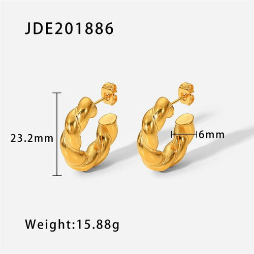 23mm Large CC Shape Twisted Hoop Earrings For Women Open Design Circle