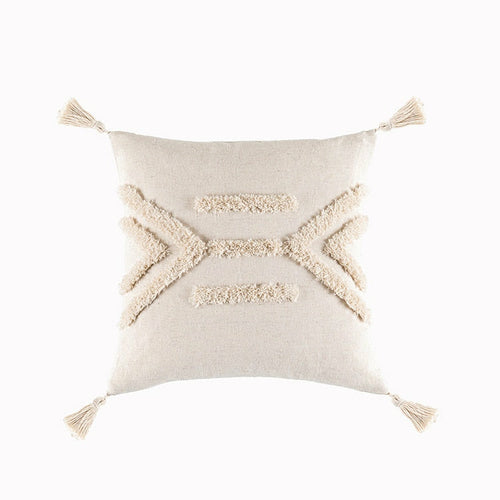 Tassels Cushion Cover 45x45cm Beige White Pillow Covers Decorative Pil