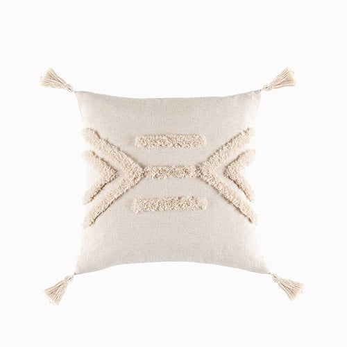 Tassels Cushion Cover 45x45cm Beige White Pillow Covers Decorative Pil