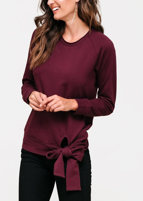 Women's Crew Neck Tie Knot Sweatshirt