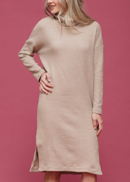 Women's Turtle Neck Midi Sweater Dress