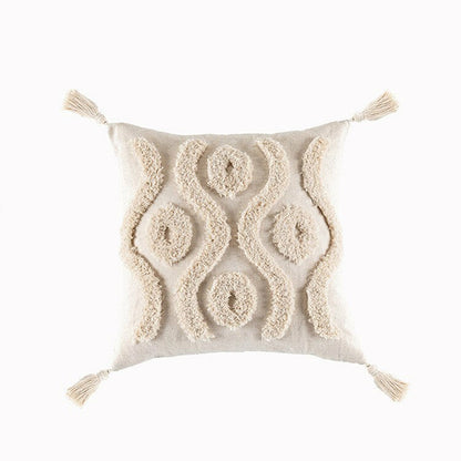 Tassels Cushion Cover 45x45cm Beige White Pillow Covers Decorative Pil