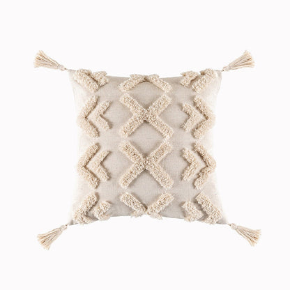 Tassels Cushion Cover 45x45cm Beige White Pillow Covers Decorative Pil