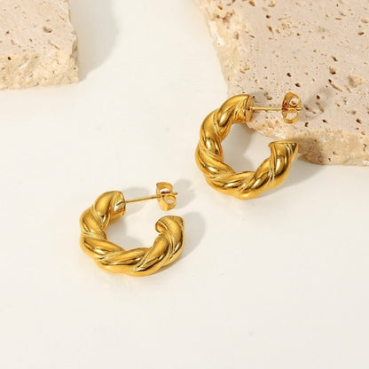 23mm Large CC Shape Twisted Hoop Earrings For Women Open Design Circle