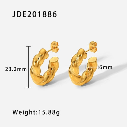 23mm Large CC Shape Twisted Hoop Earrings For Women Open Design Circle