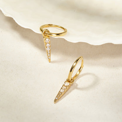 Spike Charm CZ Hoops Earrings Delicate Earrings