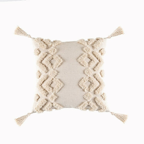 Tassels Cushion Cover 45x45cm Beige White Pillow Covers Decorative Pil