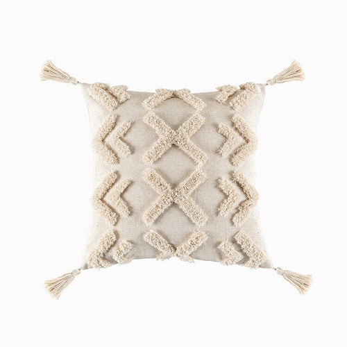 Tassels Cushion Cover 45x45cm Beige White Pillow Covers Decorative Pil