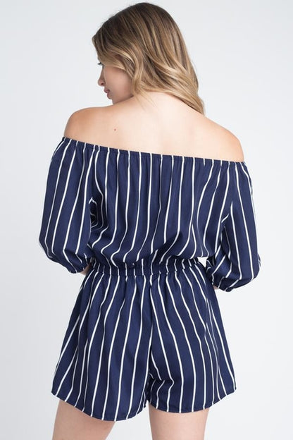 Women's Off Shoulder Stripe Romper