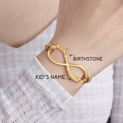 Mom Bracelet with Kids Names, Infinity Name Bracelet, Gift for Mom