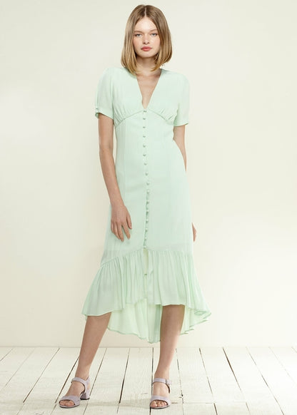 V-Neck Mermaid Button Down Maxi Dress