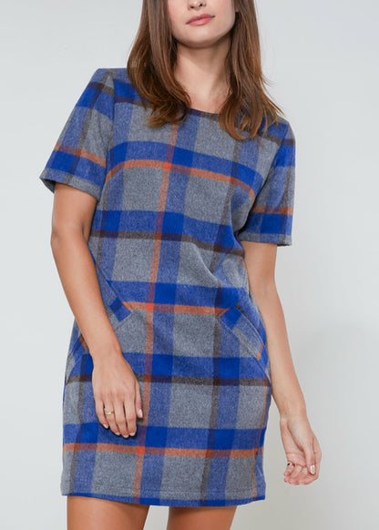 Buffalo Plaid Wool Blend Tee Dress