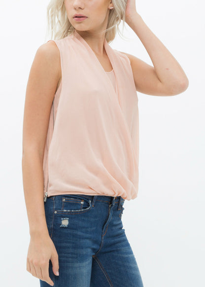 Women's Surplice Sleeveless Blouse In Blush