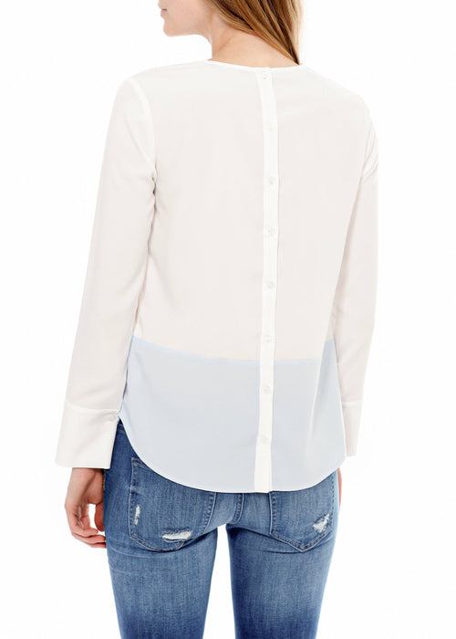 Women's Back Button Closure Top In Ivory