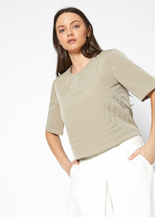 Women's Embossed Short Sleeve Crop Top