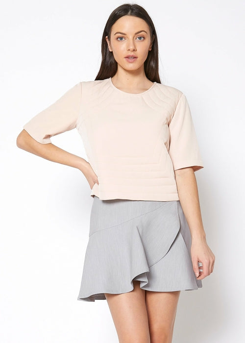 Women's Embossed Short Sleeve Crop Top