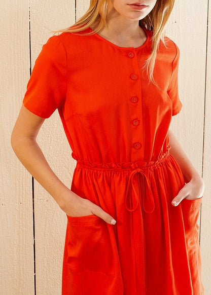 Women's Short Sleeve Utility Dress in Poppy