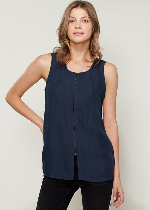 Women's Sleeveless Zip Up Front Top