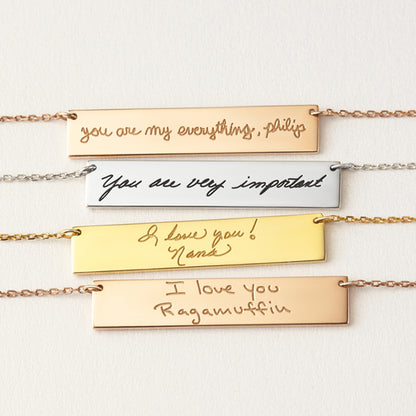 Custom Handwritten Necklace Engraved Handwriting Jewelry