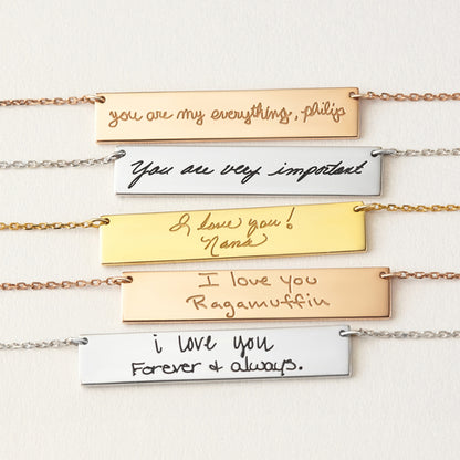 Custom Handwritten Necklace Engraved Handwriting Jewelry