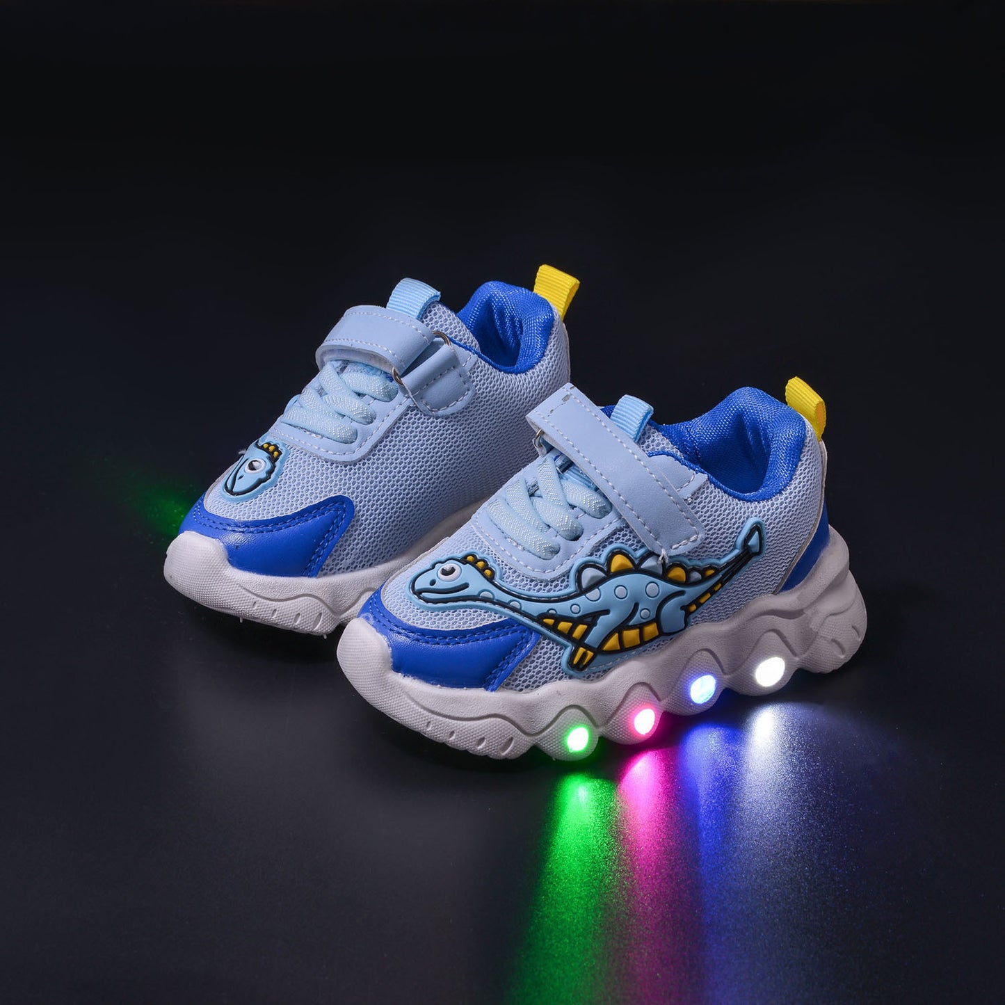 Cartoon Dinosaur Children Sneaker Boys And Girls Mesh Breathable LED Light Light Shoes