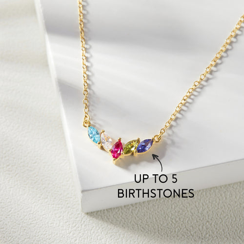 Mom Necklace with Birthstones, Birthstone Jewelry, Family Birthstone