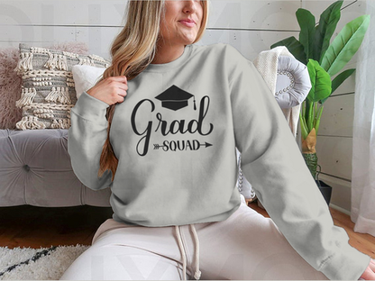 Grad Squad Calligraphy With Graduation Cap Design for Sweatshirt