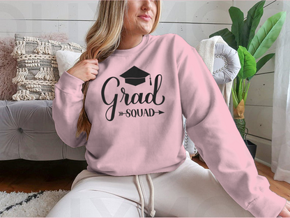 Grad Squad Calligraphy With Graduation Cap Design for Sweatshirt