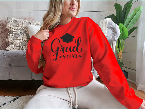 Grad Squad Calligraphy With Graduation Cap Design for Sweatshirt