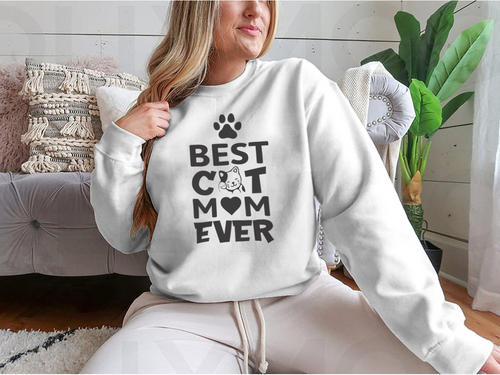 Best Cat Mom Ever Quote Simple Cartoon Typography And Artwork Design