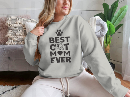 Best Cat Mom Ever Quote Simple Cartoon Typography And Artwork Design