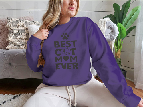 Best Cat Mom Ever Quote Simple Cartoon Typography And Artwork Design